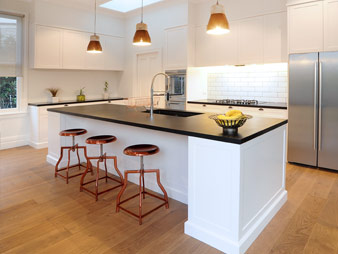 THUMB kitchen Neo Design renovation Devonport villa traditional white shaker black stone benchtop